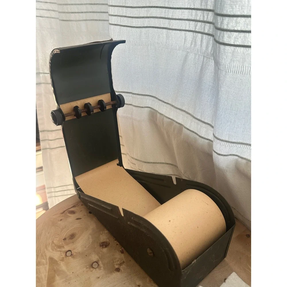 Vintage Industrial Metal Memo Roll Dispenser Desk Accessory Mid Century